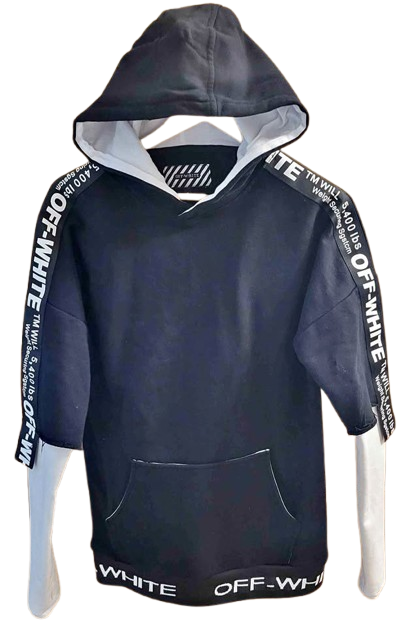 Men's Off-White Hoodie — Size Small/M (Black & White)
