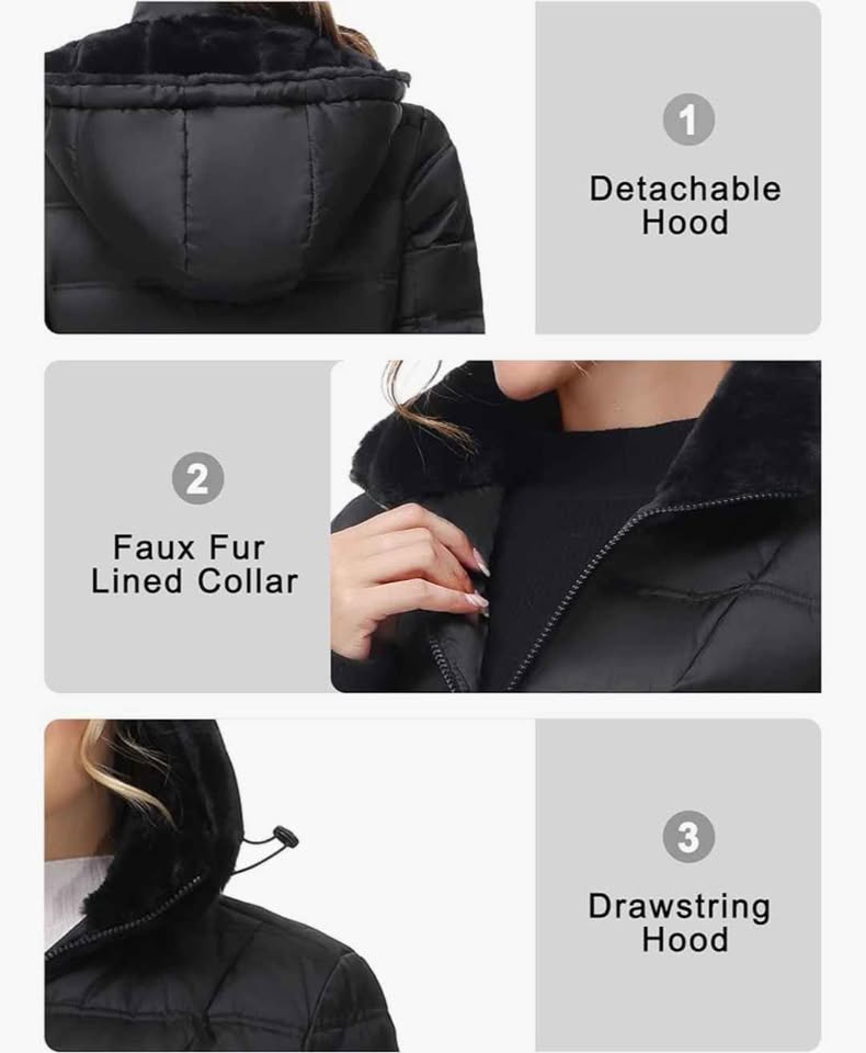 Women's Down Puffer, Warm Winter Jacket/Coat — Size Small - Image 7