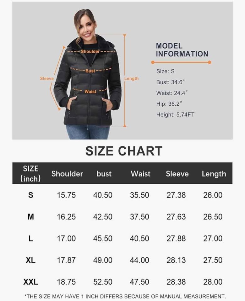 Women's Down Puffer, Warm Winter Jacket/Coat — Size Small - Image 5