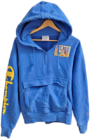 Rare Champion x Super Mario Bros Reverse Weave Heavyweight Blue Zip Hoodie Sweatshirt — Size Medium