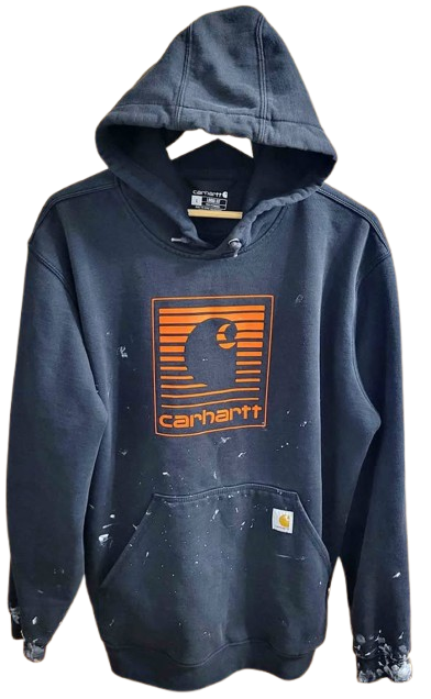 Carhartt Sweater Distressed Hoodie — Size Large, Black (loose fit)