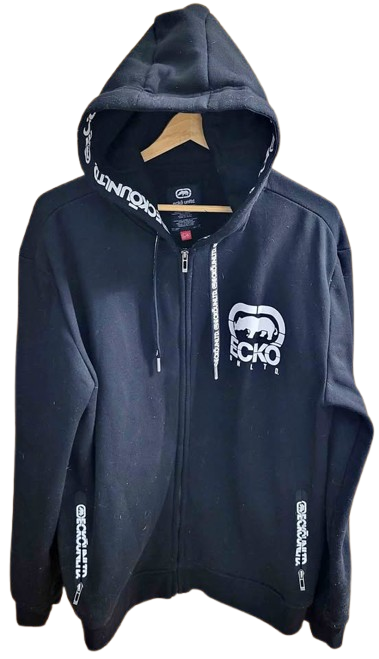 Y2k Vintage Ecko UNTLD. Black Rhino Zipup Hoodie — Size Large