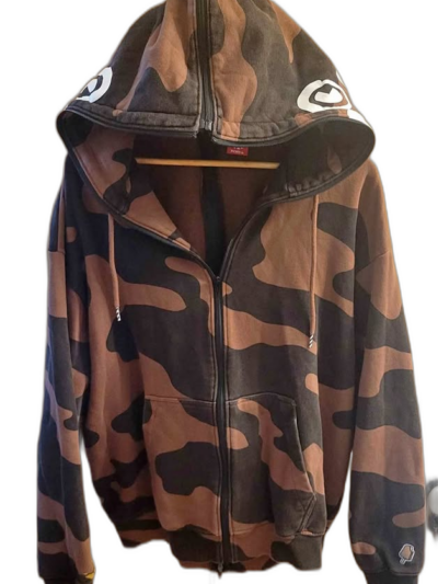 Men's Ice Cream Smile Full-Zip Hoodie Brown Camo — Size XXL (Fits like Large) RARE