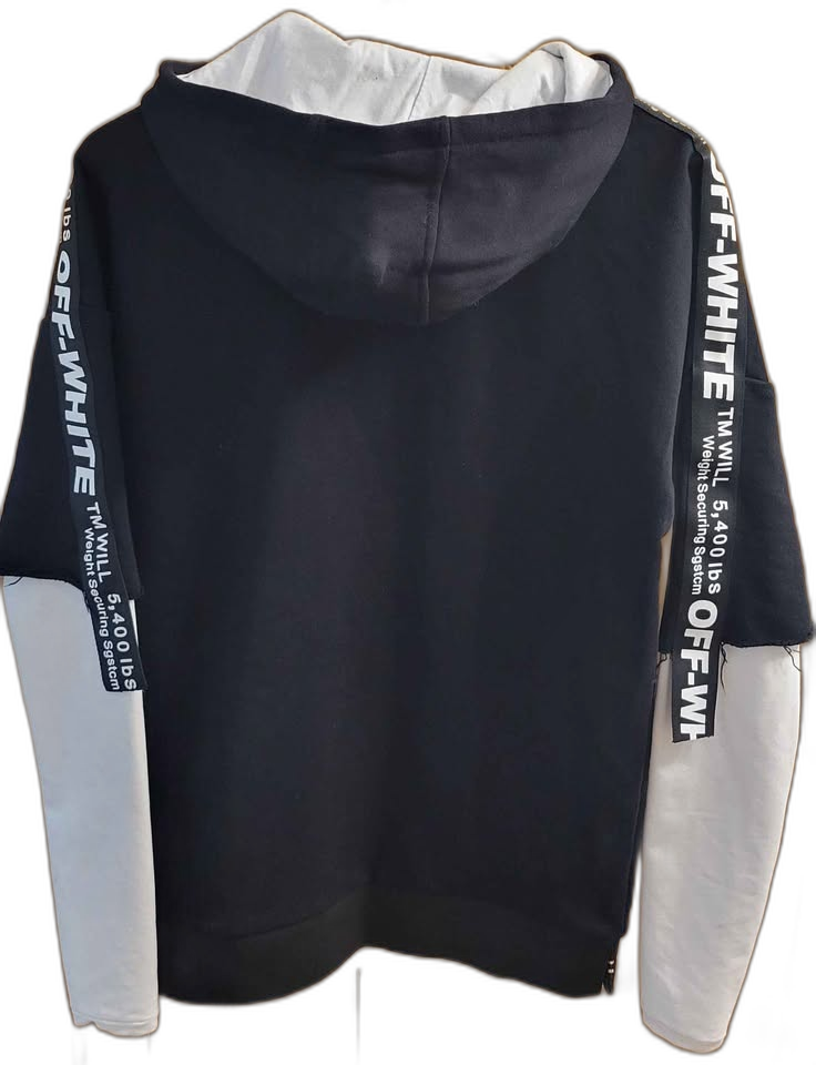 Men's Off-White Hoodie — Size Small/M (Black & White) - Image 3
