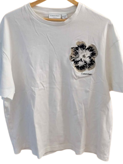 Men's Authentic Calvin Klein Night Flower Embroidered T-Shirt — Size XXL