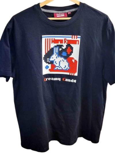 Mostly Heard Rarely Seen 8-Bit Creamy Candy T-Shirt with a pixelated White Rabbit — Size XL
