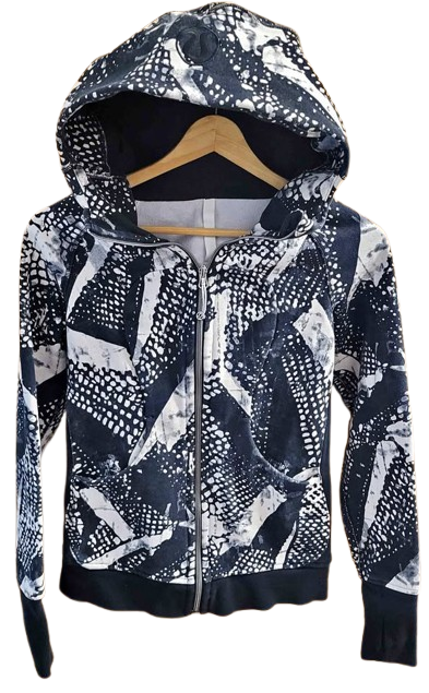 Women's Lululemon Scuba Hoodie III in Static Mist White Black — Size Small