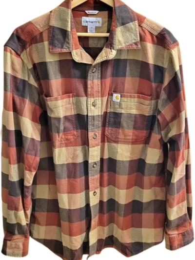 Men's Carhartt Relaxed Fit Flannel Long-Sleeve Plaid Shirt — Size M (fits like Large)