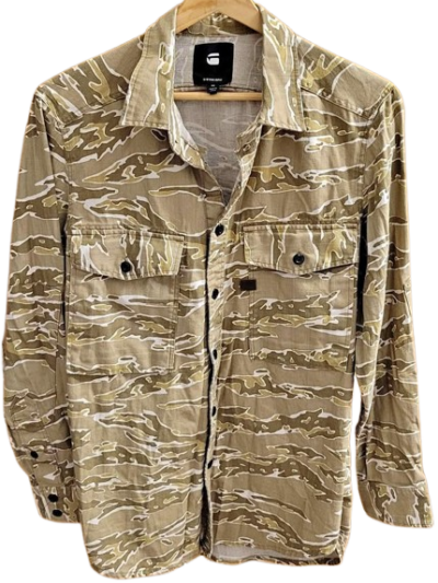 Men's G-Star RAW Camo Button-down Long-Sleeve Shirt — Size Medium