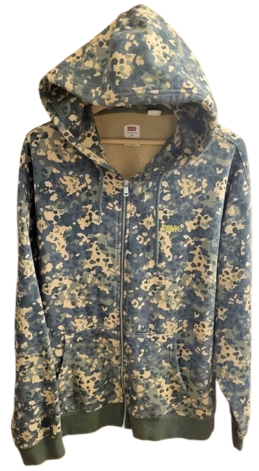 Men's Levi's Relaxed-Fit Full-zip Fleece Hoodie — Size XL, Green Camo