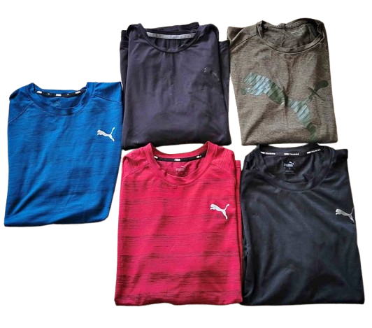 5 Men's Puma Active Wear T-Shirts — Size Large (LOT)