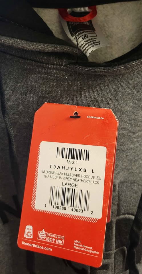 Men's The North Face Pullover Embroidered Hoodie — Size Large (New with Tags) - Image 5